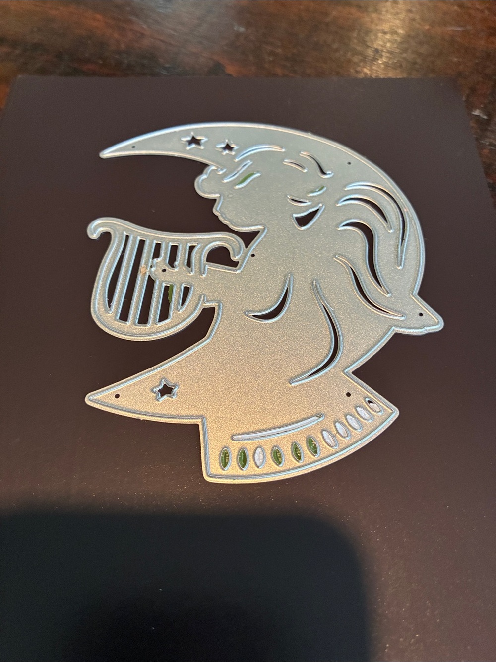 Large Moon Angel Lyre/harp die cut